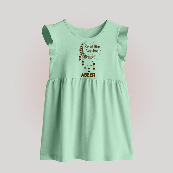 Sweet Iftar Countdown Personalised Kids Baby Frock - MINT GREEN - 0 - 3 Months Old (Chest 17")