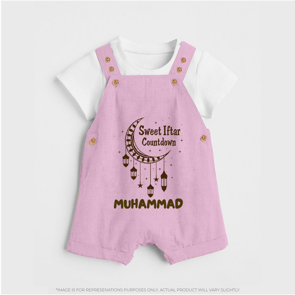 Sweet Iftar Countdown Personalised Kids Dungaree - BABY PINK - 0 - 5 Months Old (Chest 18")
