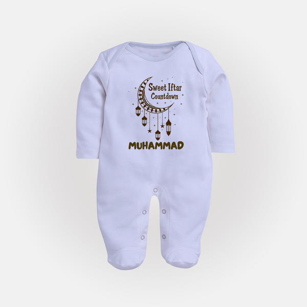 Sweet Iftar Countdown Personalised Kids Fullbody Suit - BABY BLUE - New Born (Chest 7.5")