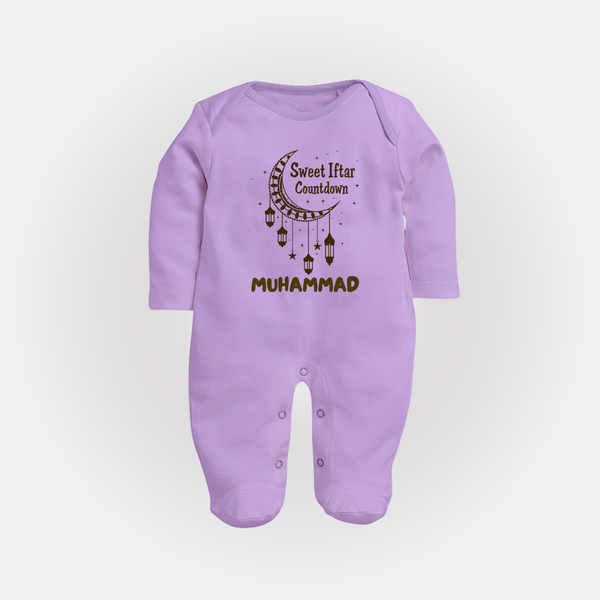 Sweet Iftar Countdown Personalised Kids Fullbody Suit - LILAC - New Born (Chest 7.5")