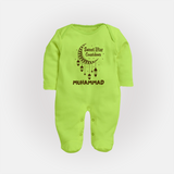 Sweet Iftar Countdown Personalised Kids Fullbody Suit - LIME GREEN - New Born (Chest 7.5")