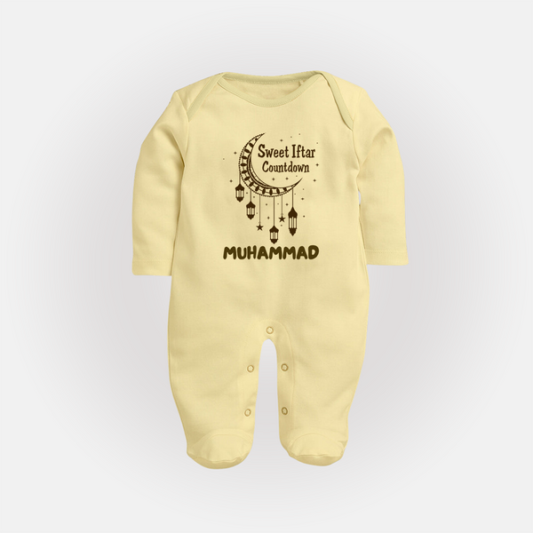 Sweet Iftar Countdown Personalised Kids Fullbody Suit - PASTEL YELLOW - New Born (Chest 7.5")