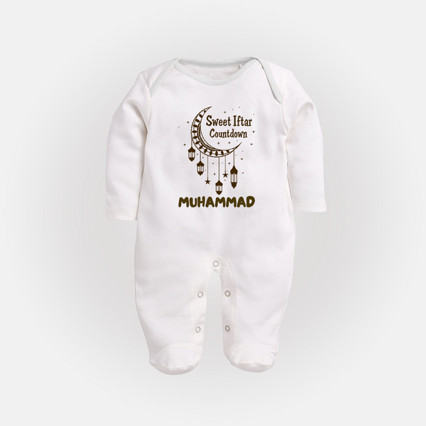 Sweet Iftar Countdown Personalised Kids Fullbody Suit - WHITE - New Born (Chest 7.5")