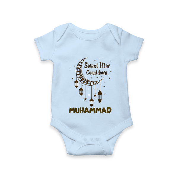 Sweet Iftar Countdown Personalised Kids Romper - BABY BLUE - New Born (Chest 14")