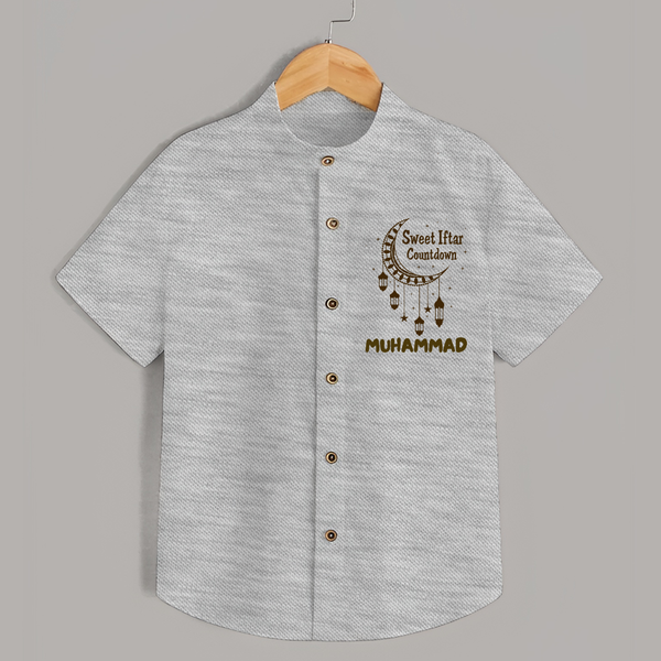 Sweet Iftar Countdown Personalised Kids Shirt - GREY - 0 - 6 Months Old (Chest 23")