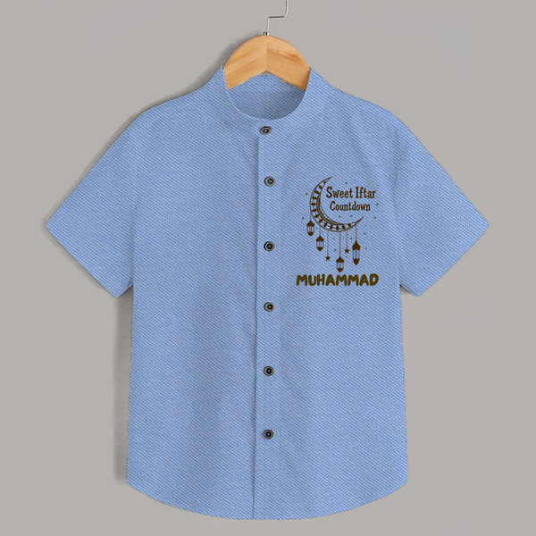 Sweet Iftar Countdown Personalised Kids Shirt - SKY BLUE - 0 - 6 Months Old (Chest 23")
