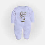 Sweet Iftar Countdown - Ramadan Themed Customized Sleep Suit For Babies With Name - BABY BLUE - New Born (Chest 7.5")