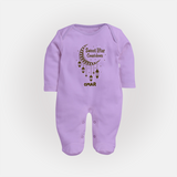 Sweet Iftar Countdown - Ramadan Themed Customized Sleep Suit For Babies With Name - LILAC - New Born (Chest 7.5")