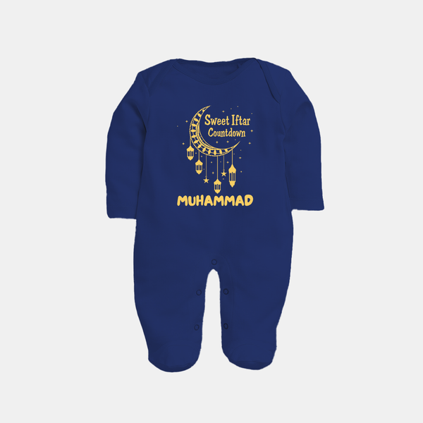Sweet Iftar Countdown Personalised Kids Fullbody Suit - NAVY BLUE - New Born (Chest 7.5")