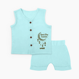 Sweet Iftar Countdown - Ramadan Themed Customized Jabla Set For Babies With Name - BABY BLUE - 0 - 3 Months Old (Chest 9.8")