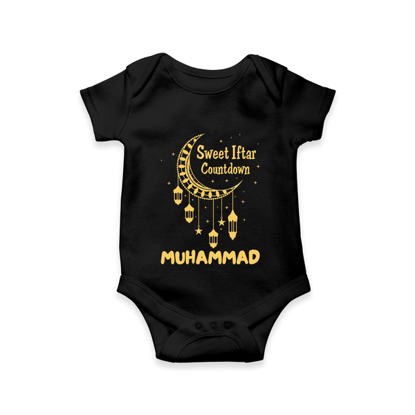 Sweet Iftar Countdown Personalised Kids Romper - BLACK - New Born (Chest 14")