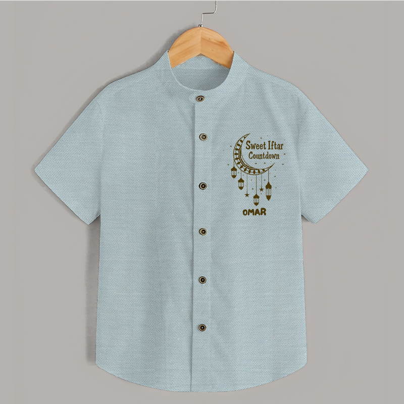 Sweet Iftar Countdown - Ramadan Themed Customized Shirt For Kids With Name - ARCTIC BLUE - 0 - 6 Months Old (Chest 23")