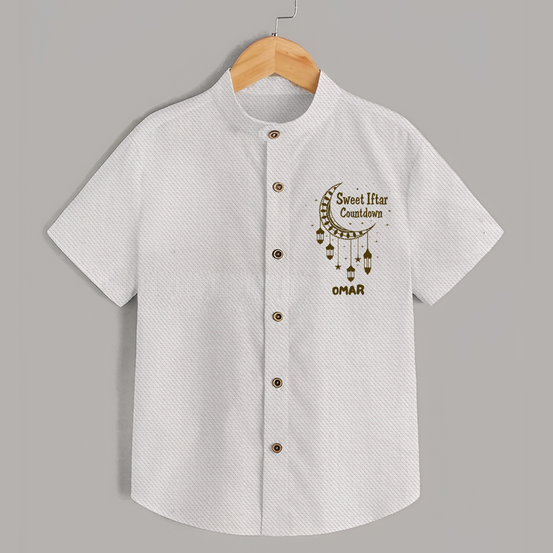 Sweet Iftar Countdown - Ramadan Themed Customized Shirt For Kids With Name - WHITE - 0 - 6 Months Old (Chest 23")