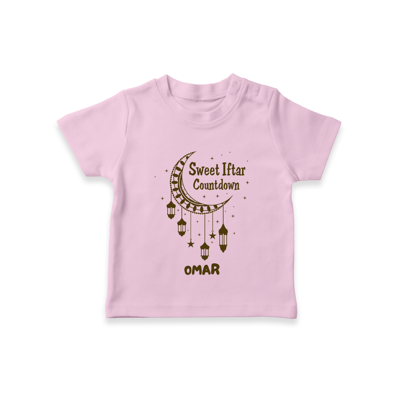 Sweet Iftar Countdown - Ramadan Themed Customized T-Shirt For Kids With Name - PINK - 0-5 Months Old (Chest 17")