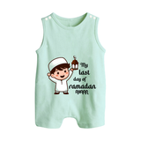 My Last Day Of Ramadan - Ramadan Themed Customized Romper Suit For Babies With Name - MINT GREEN - 0 - 5 Months Old (Chest 18")