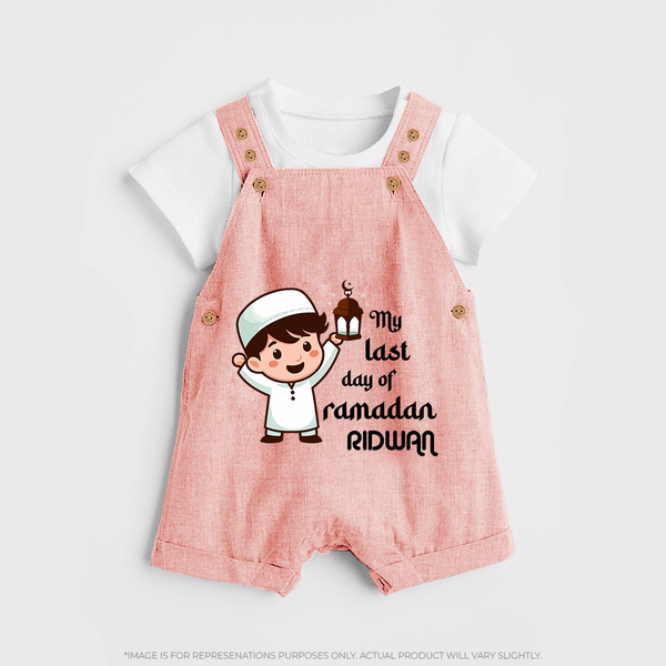 My Last Day of Ramadan Personalised Kids Dungaree - PEACH - 0 - 5 Months Old (Chest 18")