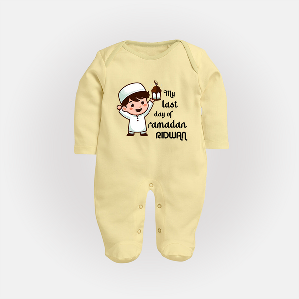 My Last Day of Ramadan Personalised Kids Fullbody Suit - PASTEL YELLOW - New Born (Chest 7.5")