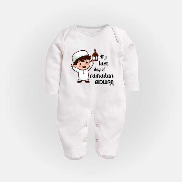 My Last Day of Ramadan Personalised Kids Fullbody Suit - WHITE - New Born (Chest 7.5")