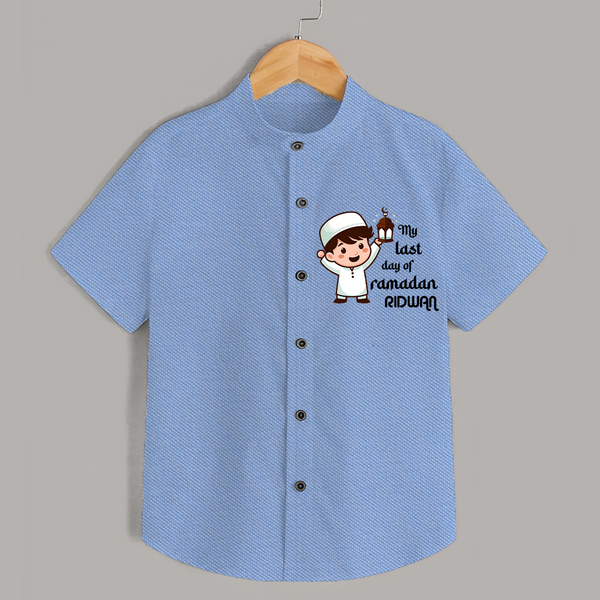 My Last Day of Ramadan Personalised Kids Shirt - SKY BLUE - 0 - 6 Months Old (Chest 23")