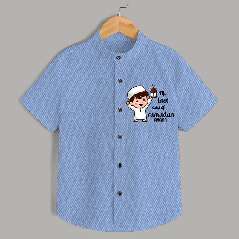 My Last Day Of Ramadan - Ramadan Themed Customized Shirt For Kids With Name - SKY BLUE - 0 - 6 Months Old (Chest 23")