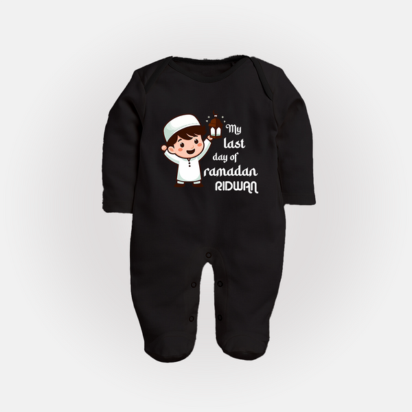 My Last Day of Ramadan Personalised Kids Fullbody Suit - BLACK - New Born (Chest 7.5")