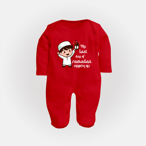 My Last Day Of Ramadan - Ramadan Themed Customized Sleep Suit For Babies With Name