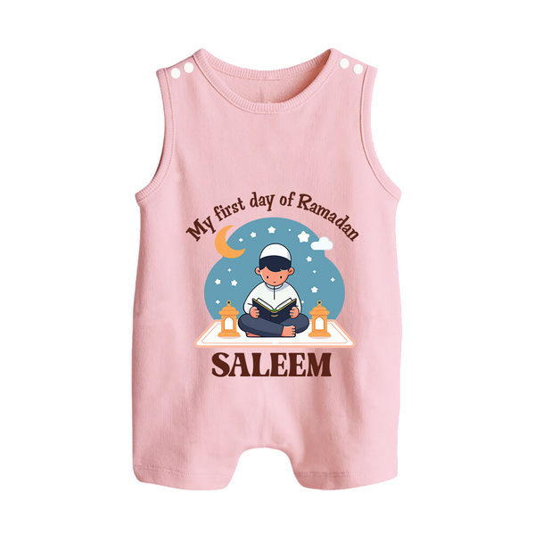 My First Day of Ramadan boy version Personalised Kids Romper Suit - BABY PINK - 0 - 5 Months Old (Chest 18")