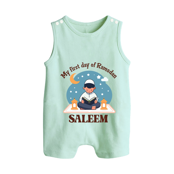 My First Day of Ramadan boy version Personalised Kids Romper Suit - MINT GREEN - 0 - 5 Months Old (Chest 18")