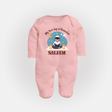 My First Day of Ramadan boy version Personalised Kids Fullbody Suit - BABY PINK - New Born (Chest 7.5")