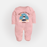 My First Day Of Ramadan - Ramadan Themed Customized Sleep Suit For Babies With Name - BABY PINK - New Born (Chest 7.5")