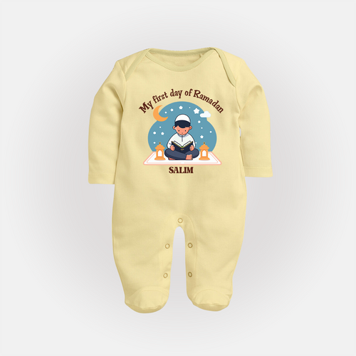 My First Day Of Ramadan - Ramadan Themed Customized Sleep Suit For Babies With Name