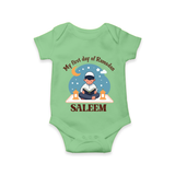 My First Day of Ramadan boy version Personalised Kids Romper - GREEN - New Born (Chest 14")