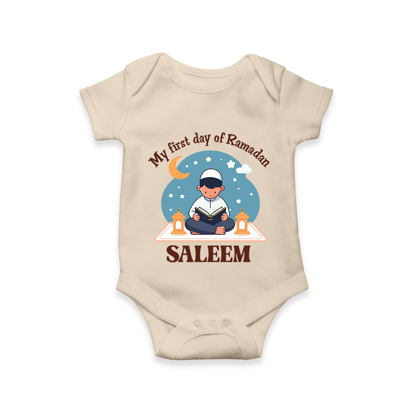 My First Day of Ramadan boy version Personalised Kids Romper - IVORY - New Born (Chest 14")