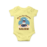 My First Day of Ramadan boy version Personalised Kids Romper - PASTEL YELLOW - New Born (Chest 14")