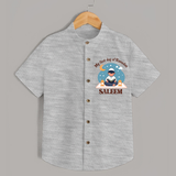 My First Day of Ramadan boy version Personalised Kids Shirt - GREY - 0 - 6 Months Old (Chest 23")