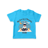 My First Day Of Ramadan - Ramadan Themed Customized T-Shirt For Kids With Name - SKY BLUE - 0-5 Months Old (Chest 17")