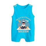 My First Day of Ramadan boy version Personalised Kids Romper Suit - SKY BLUE - 0 - 5 Months Old (Chest 18")
