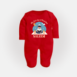 My First Day of Ramadan boy version Personalised Kids Fullbody Suit - RED - New Born (Chest 7.5")