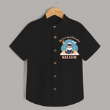 My First Day of Ramadan boy version Personalised Kids Shirt - BLACK - 0 - 6 Months Old (Chest 23")