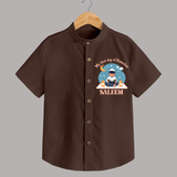 My First Day of Ramadan boy version Personalised Kids Shirt - CHOCOLATE BROWN - 0 - 6 Months Old (Chest 23")