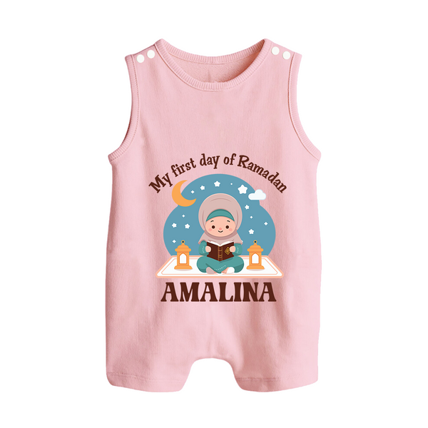 My First Day of Ramadan girl version Personalised Kids Romper Suit - BABY PINK - 0 - 5 Months Old (Chest 18")