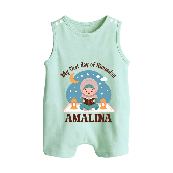 My First Day of Ramadan girl version Personalised Kids Romper Suit - MINT GREEN - 0 - 5 Months Old (Chest 18")