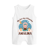 My First Day of Ramadan girl version Personalised Kids Romper Suit - WHITE - 0 - 5 Months Old (Chest 18")