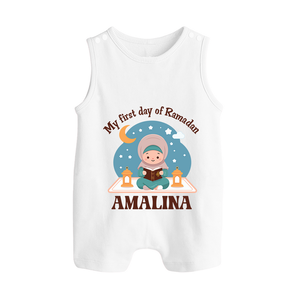 My First Day of Ramadan girl version Personalised Kids Romper Suit - WHITE - 0 - 5 Months Old (Chest 18")