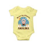 My First Day of Ramadan girl version Personalised Kids Romper - PASTEL YELLOW - New Born (Chest 14")