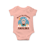 My First Day of Ramadan girl version Personalised Kids Romper - PEACH - New Born (Chest 14")