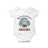My First Day of Ramadan girl version Personalised Kids Romper - WHITE - New Born (Chest 14")