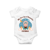 My First Day Of Ramadan - Ramadan Themed Customized Romper For Babies - WHITE - 0 - 3 Months Old (Chest 16")