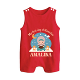 My First Day of Ramadan girl version Personalised Kids Romper Suit - RED - 0 - 5 Months Old (Chest 18")
