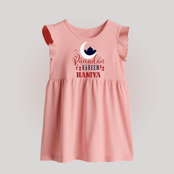 Ramadan Kareem Personalised Kids Baby Frock - BABY PINK - 0 - 3 Months Old (Chest 17")